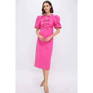 HYACINTH HOUSE Bright Pink Bows Keelin Midi Dress Size S NWT